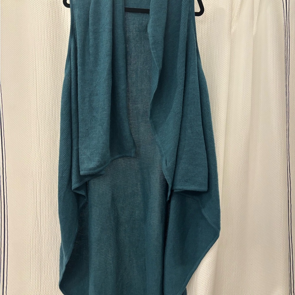 Alpaca Wool Teal Open Front Cardigan
